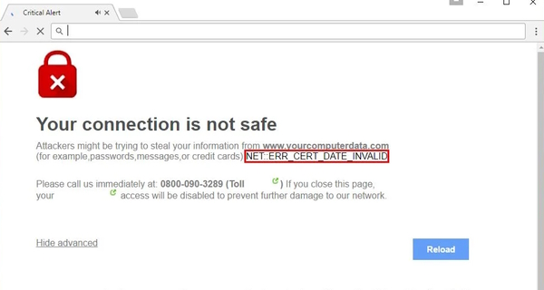 Ошибка NET::ERR_CERT_DATE_INVALID