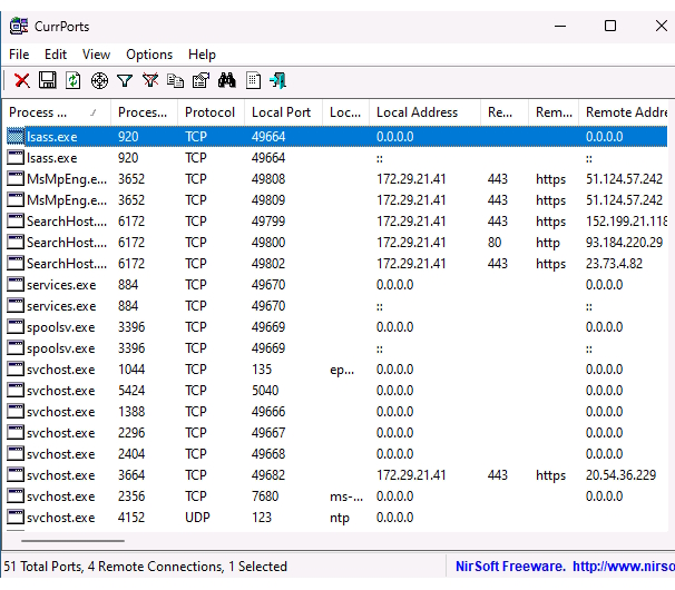NirSoft CurrPorts